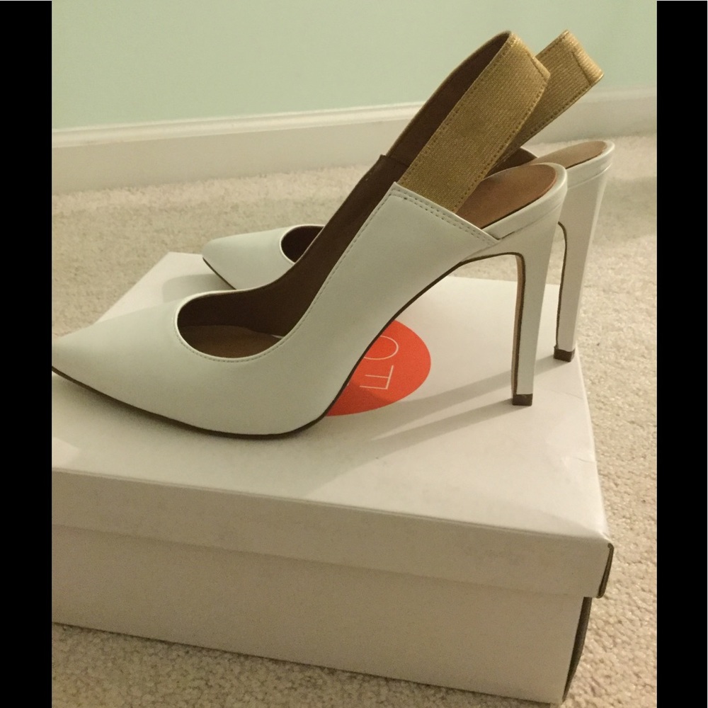 Fifth City - White Leather Slingback Pump